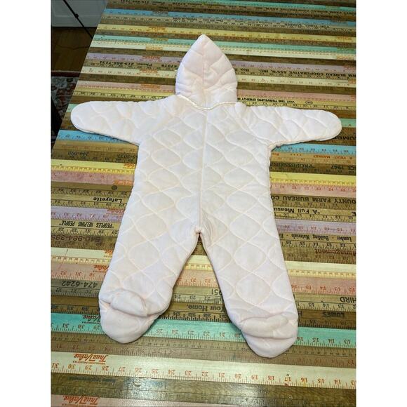 VINTAGE Baby Girl Quiltex Snowsuit Pink Quilted Zip Sleep Sack Bunting Newborn - Picture 5 of 13